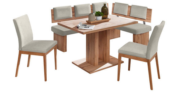 ECKBANKGRUPPE in Textil, Holzwerkstoff Eichefarben, Sandfarben - Sandfarben/Eichefarben, KONVENTIONELL, Holzwerkstoff/Textil - Cantus