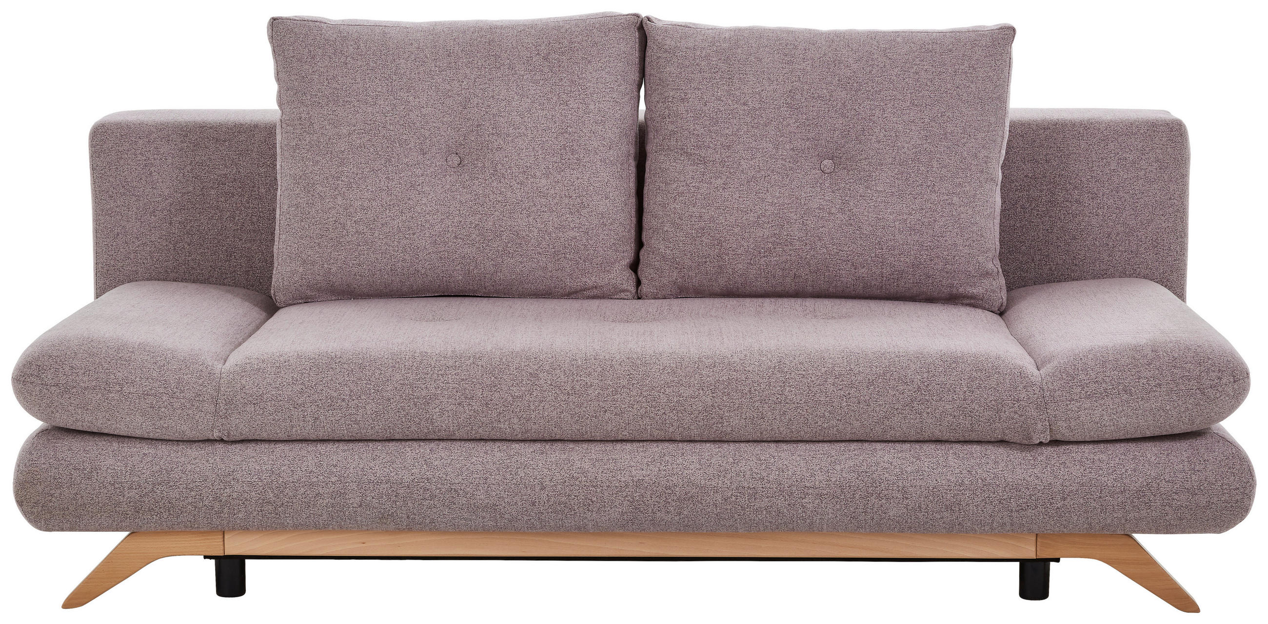 SCHLAFSOFA  mit Stoffauswahl, Liegefunktion, Rücken echt Flachgewebe Grau, Altrosa  - Buchefarben/Altrosa, KONVENTIONELL, Holz/Textil (205/86/94cm) - Carryhome
