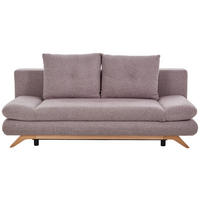 SCHLAFSOFA  mit Stoffauswahl, Liegefunktion, Rücken echt Flachgewebe Grau, Altrosa  - Buchefarben/Altrosa, KONVENTIONELL, Holz/Textil (205/86/94cm) - Carryhome