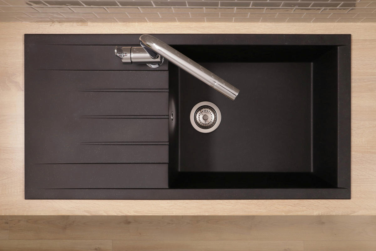 SPÜLE HOUSTON100X501BS  - Schwarz, Trend, Glas/Kunststoff (100/21/50cm) - Respekta