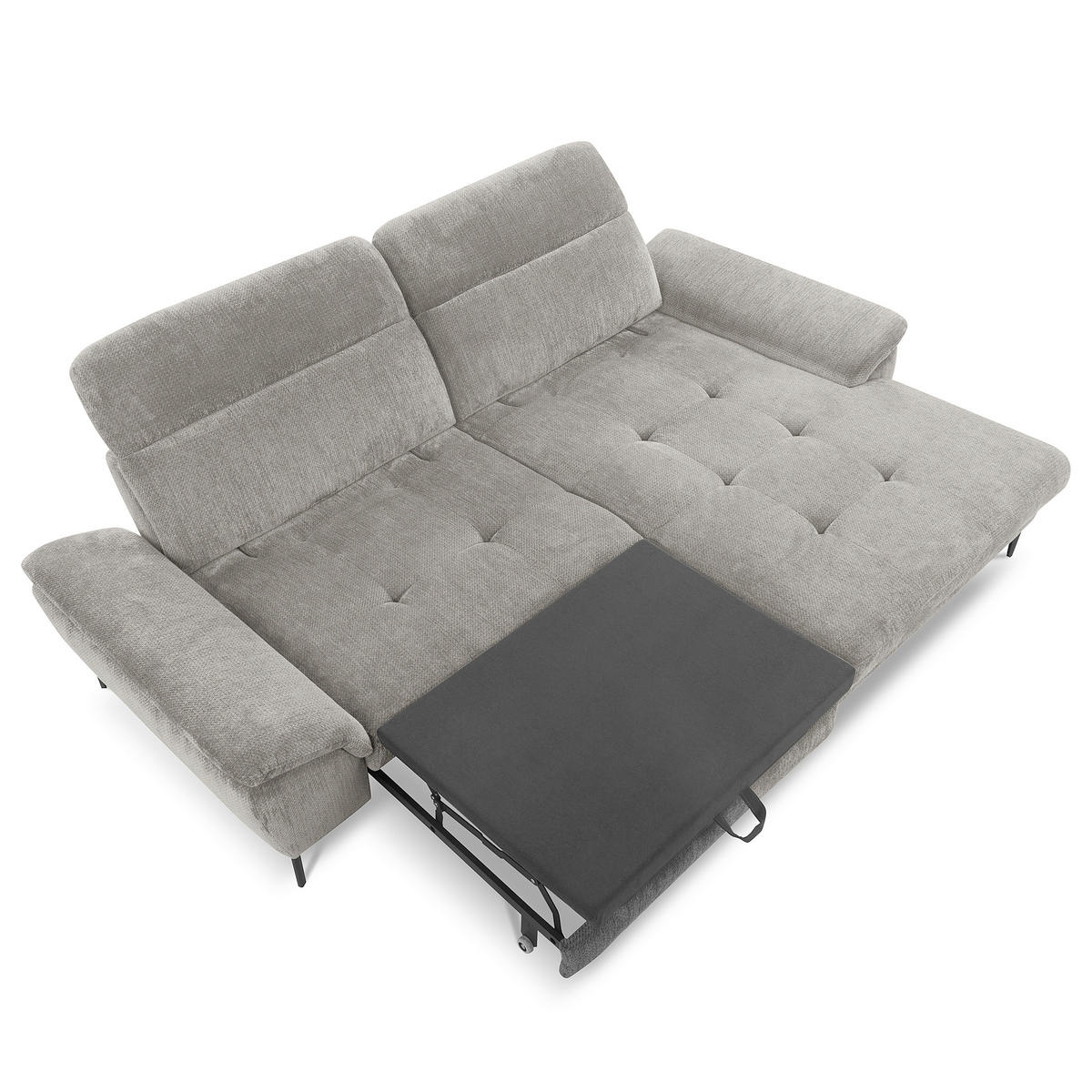 ECKSOFA  Webstoff Grau  - Schwarz/Grau, Design, Textil/Metall (268/195cm) - Livetastic
