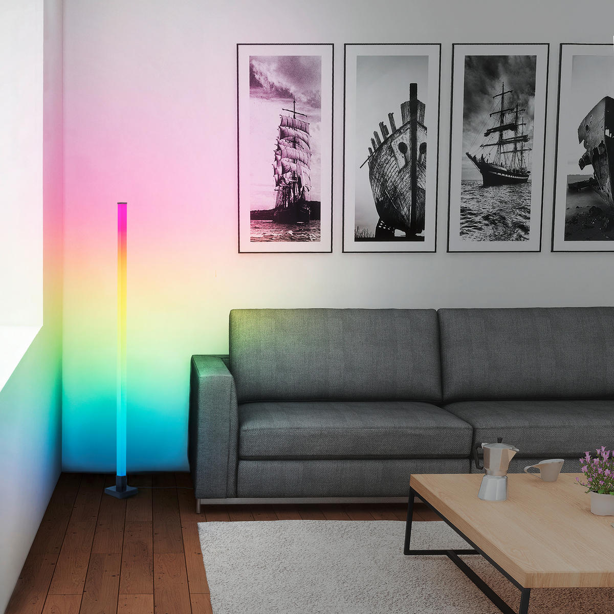 PODNA LED LAMPA - višebojna, Dizajnerski, plastika (12,5/150/12,5cm)
