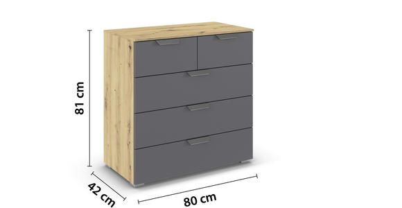 KOMMODE  in 80/81/42 cm  - Chromfarben/Dunkelgrau, Design, Holzwerkstoff/Metall (80/81/42cm) - Carryhome
