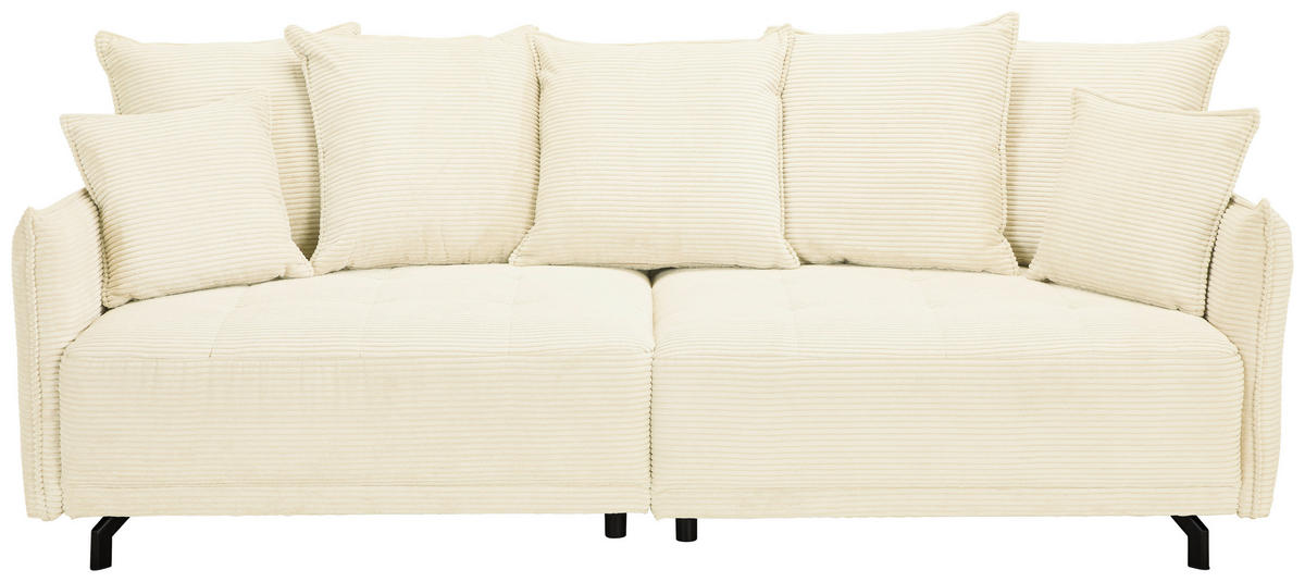 BIGSOFA in Cord Elfenbein  - Elfenbein/Schwarz, Design, Textil/Metall (226/91/103cm) - Carryhome
