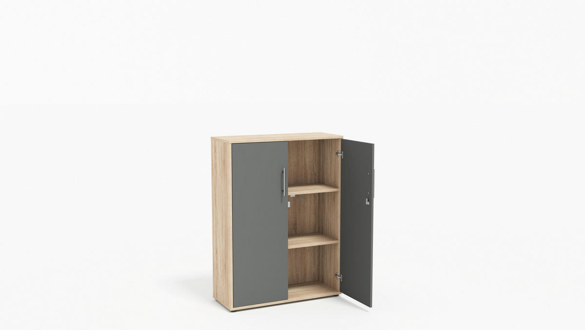 AKTENSCHRANK Anthrazit, Sonoma Eiche  - Anthrazit/Sonoma Eiche, MODERN, Holzwerkstoff (128,5/185,6/33cm) - MID.YOU
