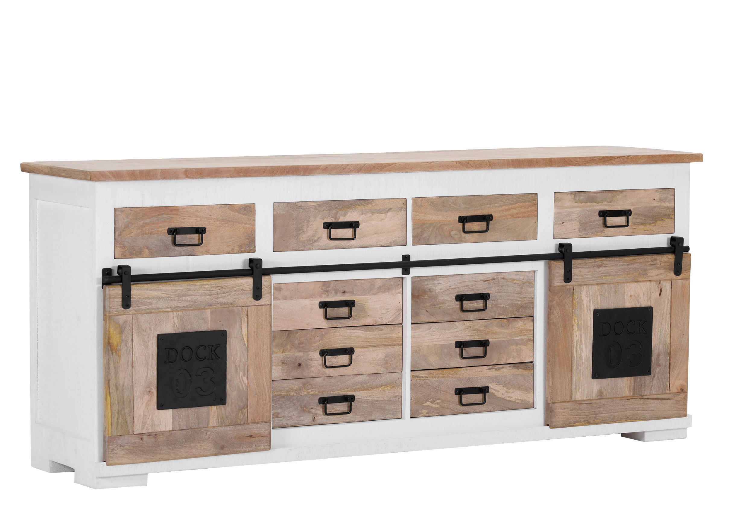 SIDEBOARD 195/85/45 cm  in Naturfarben, Schwarz, Weiß  - Schwarz/Naturfarben, LIFESTYLE, Holz/Holzwerkstoff (195/85/45cm) - Landscape