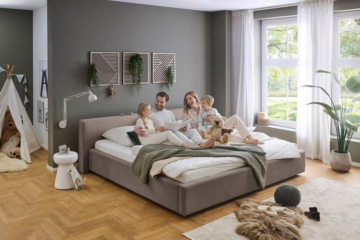 POLSTERBETT 240/200 cm,  in Taupe, Lattenrost, Bettkasten,  - Taupe, Basics, Holz/Textil (240/200cm) - Boxxx