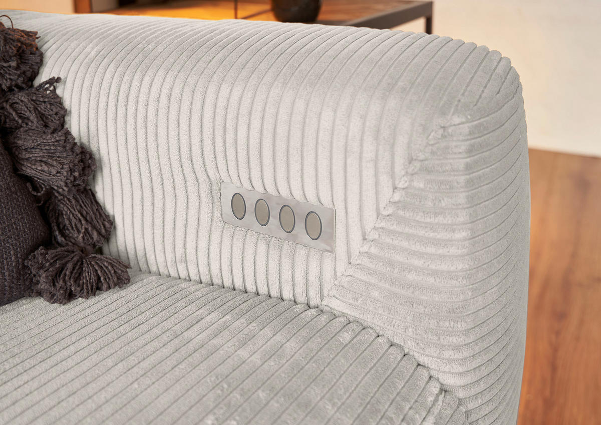 ECKSOFA in Cord Creme  - Creme/Schwarz, Konventionell, Textil/Metall (180/266cm) - Hom`in
