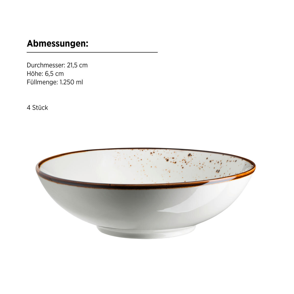SCHÜSSELSET 4-teilig  - Braun/Weiß, Basics, Keramik - Mäser