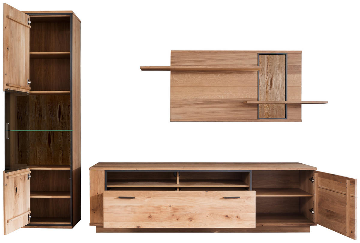 WOHNWAND  in Anthrazit, Eichefarben 300/209/50 cm  - Eichefarben/Anthrazit, Konventionell, Glas/Holz (300/209/50cm) - Landscape