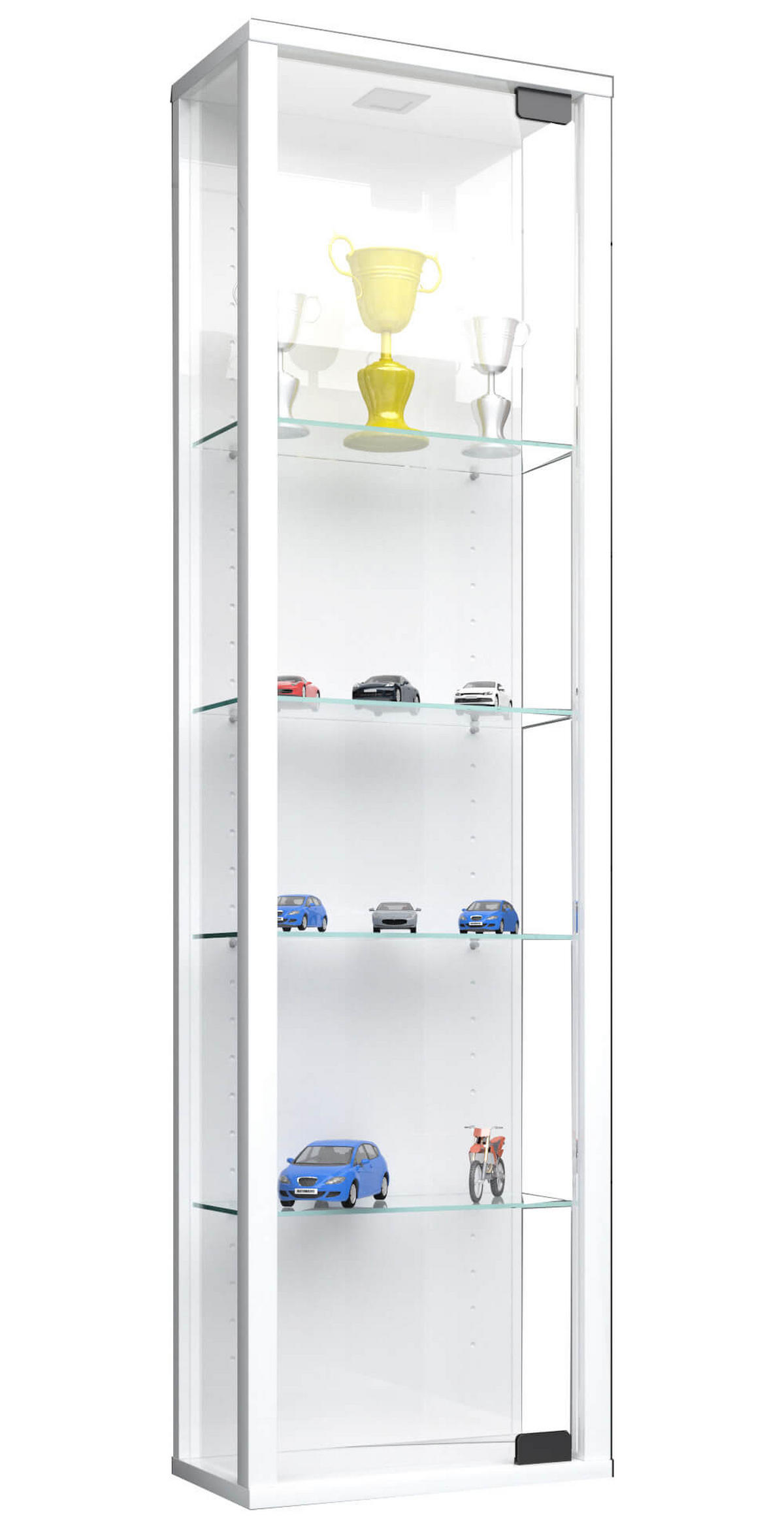 VISEČA VITRINA, bela - črna/bela, Design, umetna masa/steklo (33/113/18cm) - MID.YOU