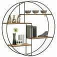 WANDREGAL 90/90/21 cm - Schwarz/Akaziefarben, Trend, Holz/Metall (90/90/21cm) - Landscape