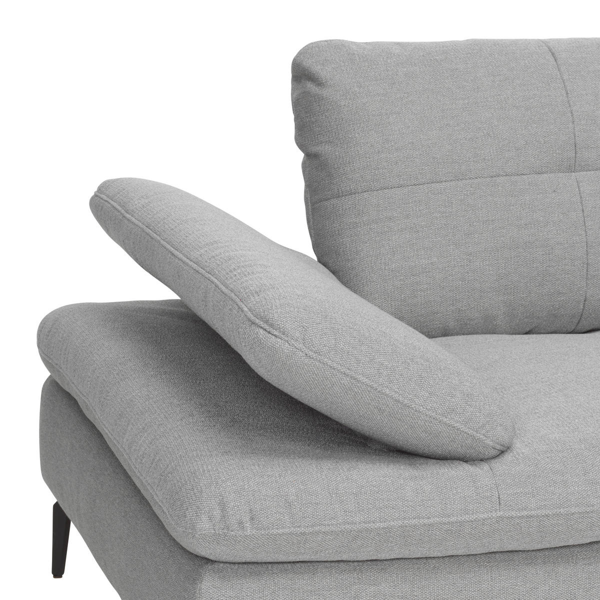 ECKSOFA in Webstoff Hellgrau  - Hellgrau/Schwarz, Design, Textil/Metall (301/179cm) - Chilliano