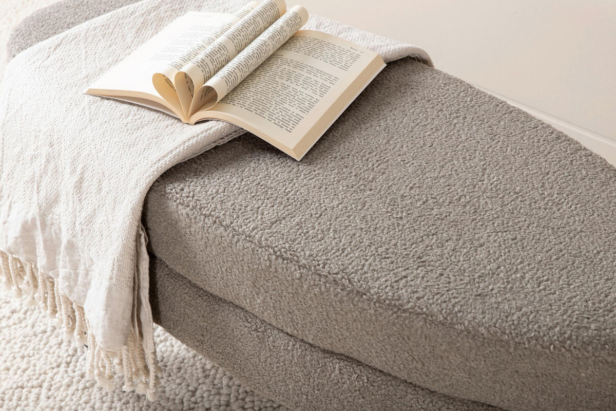HOCKERBANK in Metall, Textil Greige  - Greige/Schwarz, Design, Textil/Metall (100/41/40cm) - Livetastic
