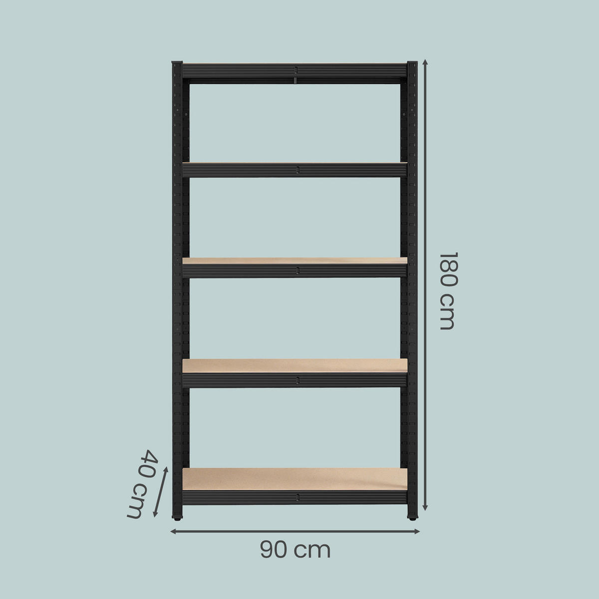 SCHWERLASTREGAL 90/180/40 cm  - Schwarz/Naturfarben, Trend, Holzwerkstoff/Metall (90/180/40cm) - Boxxx