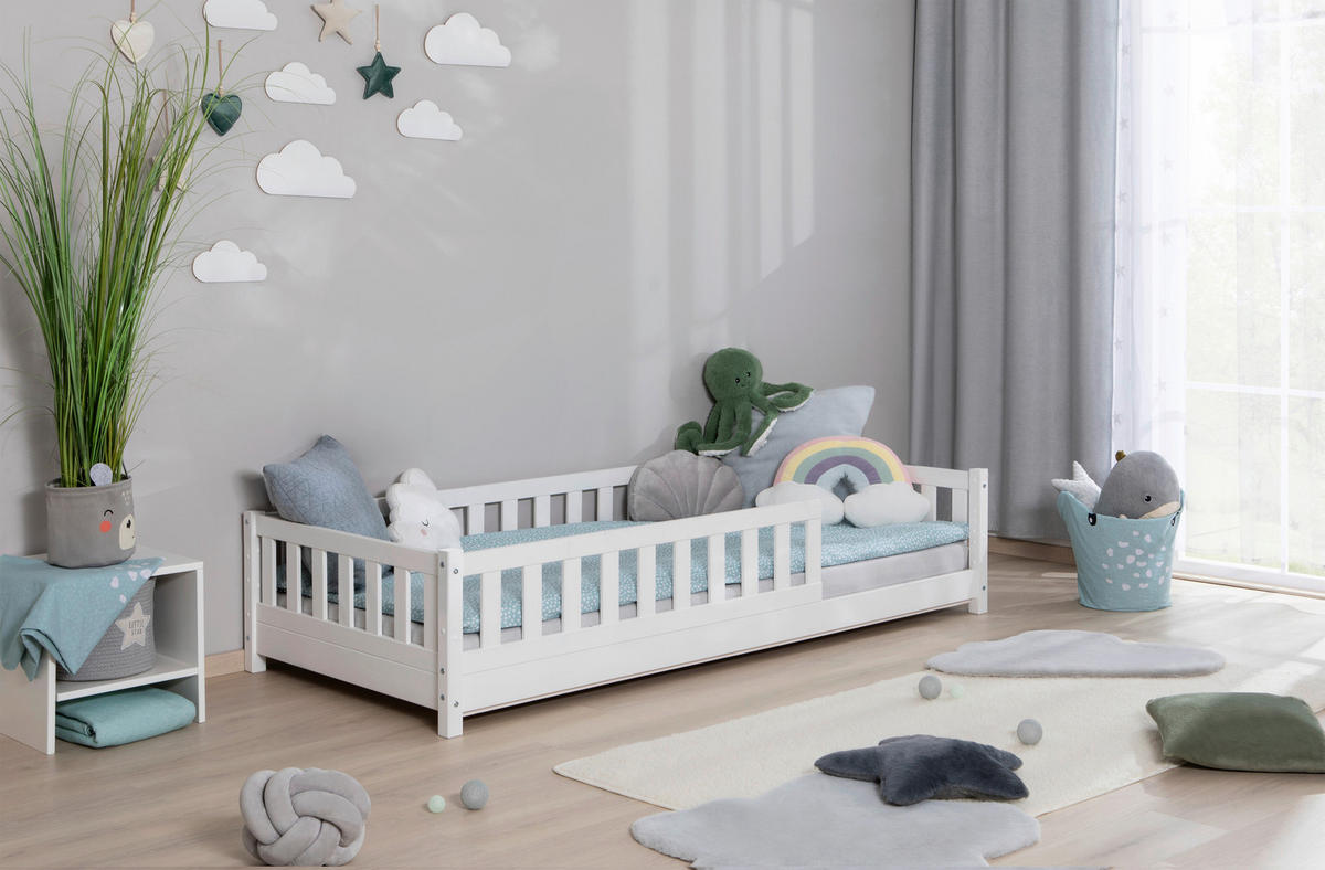 HAUSBETT 90/200 cm Weiss  - Weiss/Naturfarben, Modern, Holz (90/200cm) - MID.YOU