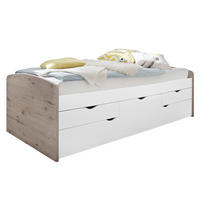 KIHÚZHATÓ ÁGY 90-180/200 cm  fehér, tölgyfa színű  - tölgyfa színű/fehér, Design, faalapú anyag (90-180/200cm) - Carryhome