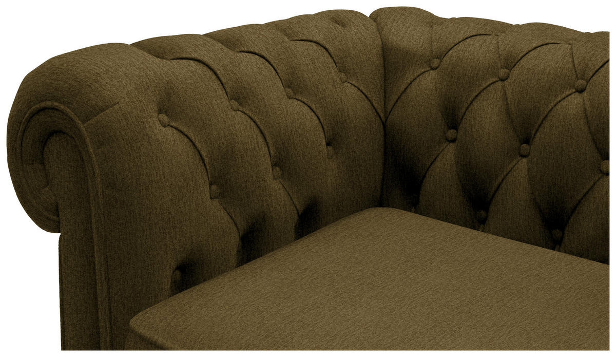 CHESTERFIELD-SOFA in Webstoff Khaki  - Wengefarben/Khaki, Lifestyle, Holz/Textil (206/76,5/96cm) - Landscape