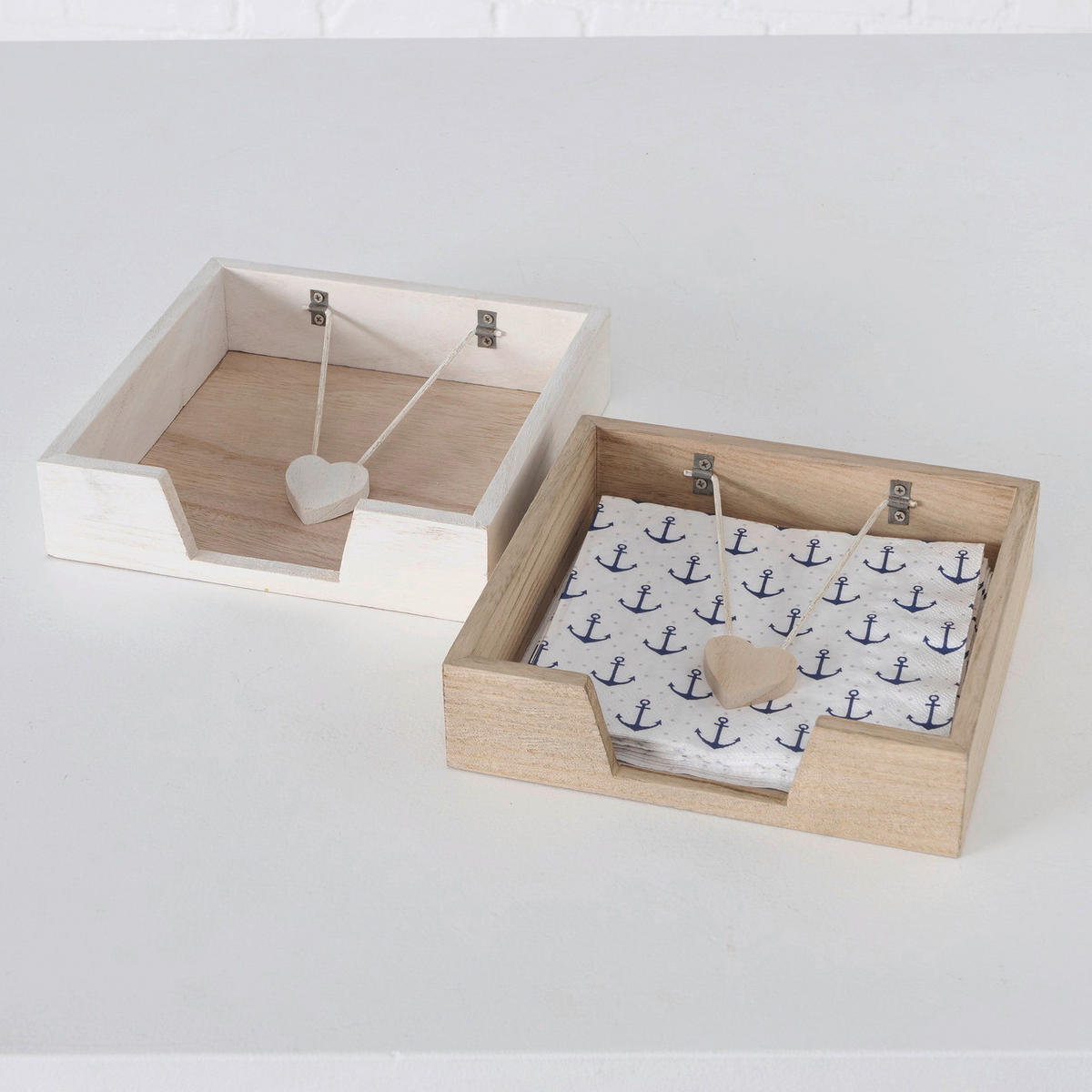 SERVIETTENHALTER    - Naturfarben/Weiß, Basics, Holz/Metall (20/20/5cm)