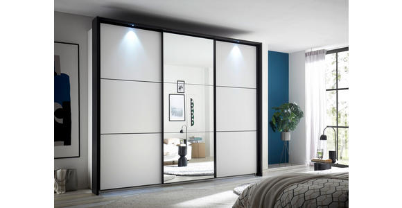 SCHWEBETÜRENSCHRANK 270/226/60 cm 3-türig Weiß - Schwarz/Weiß, KONVENTIONELL, Glas/Holzwerkstoff (270/226/60cm) - Carryhome