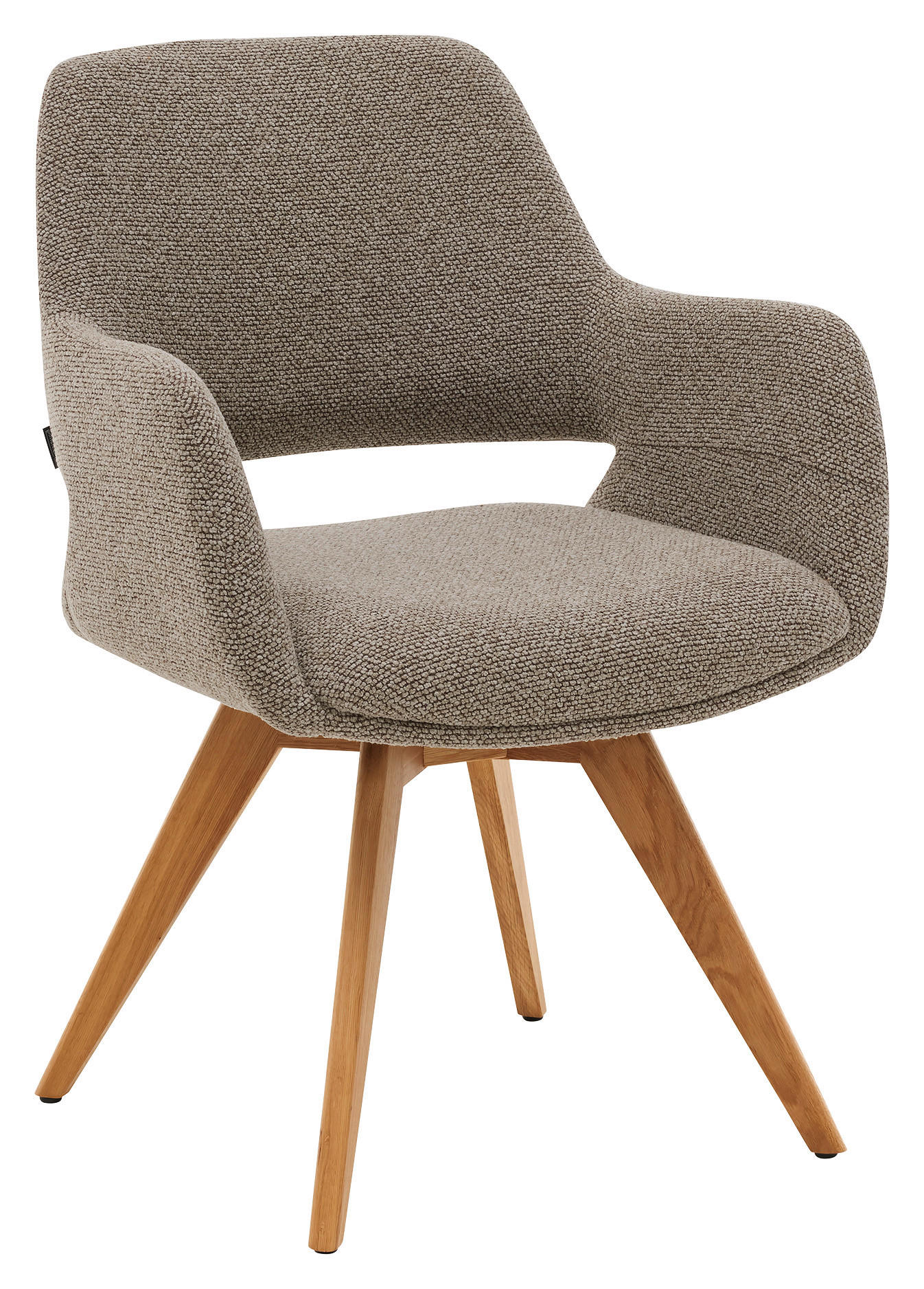 ARMLEHNSTUHL , Sitzfläche 180° drehbar, automatische Rückholfunktion , Bouclé  - Taupe, Design, Holz/Textil (62/83/62cm) - Musterring