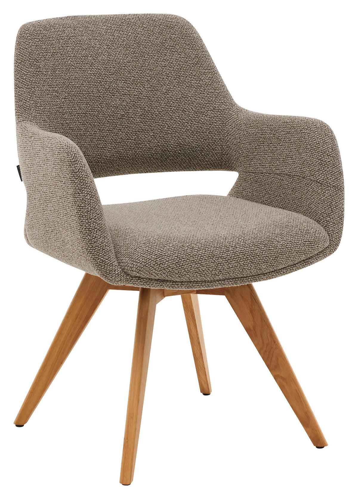 ARMLEHNSTUHL , Sitzfläche 180° drehbar, automatische Rückholfunktion , Bouclé  - Taupe, Design, Holz/Textil (62/83/62cm) - Musterring