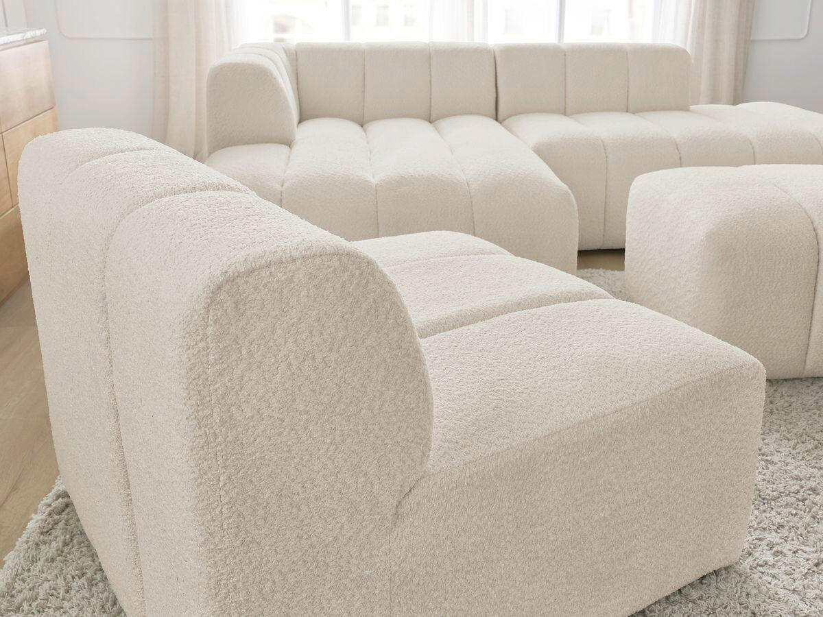 ECKSOFA Ottomane links  ANNECY Beige Bouclé  - Beige/Schwarz, MODERN, Kunststoff/Textil (170/262cm)
