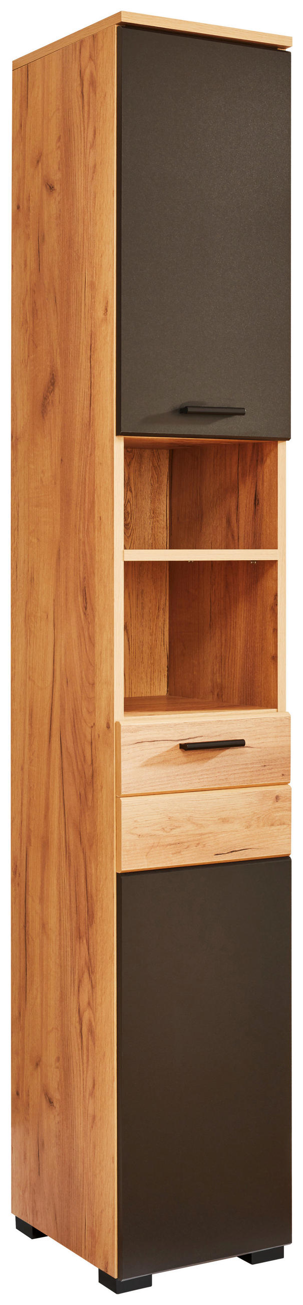 HÖGSKÅP  - svart/ek Artisan, Modern, trämaterial/plast (30/188/30cm) - MID.YOU