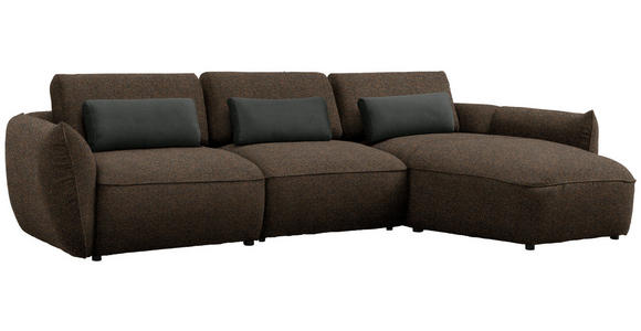 ECKSOFA  in Chenille Braun, Grün  340/190 cm  - Schwarz/Braun, Design, Kunststoff/Textil (340/190cm) - Belluti