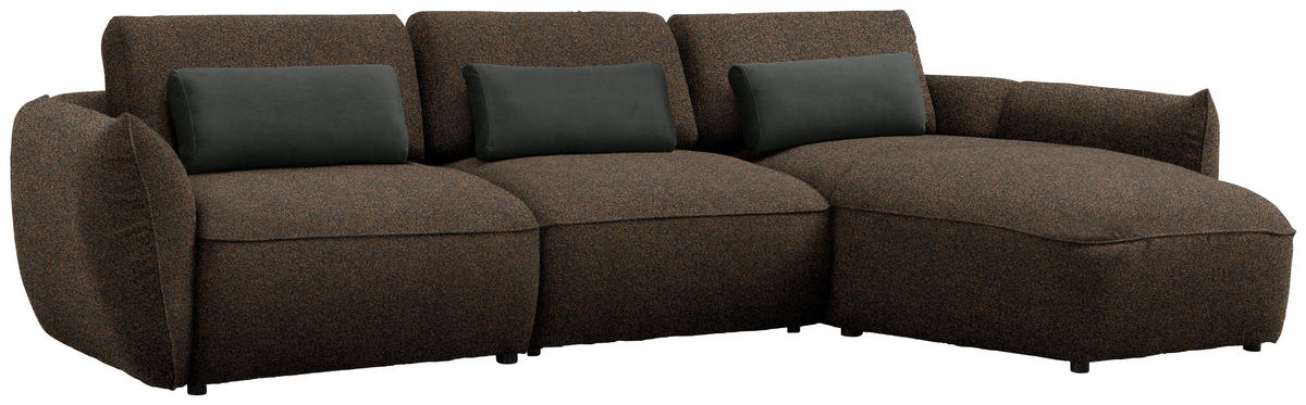 ECKSOFA Chenille Braun, Grün  - Schwarz/Braun, Design, Kunststoff/Textil (340/190cm) - Belluti