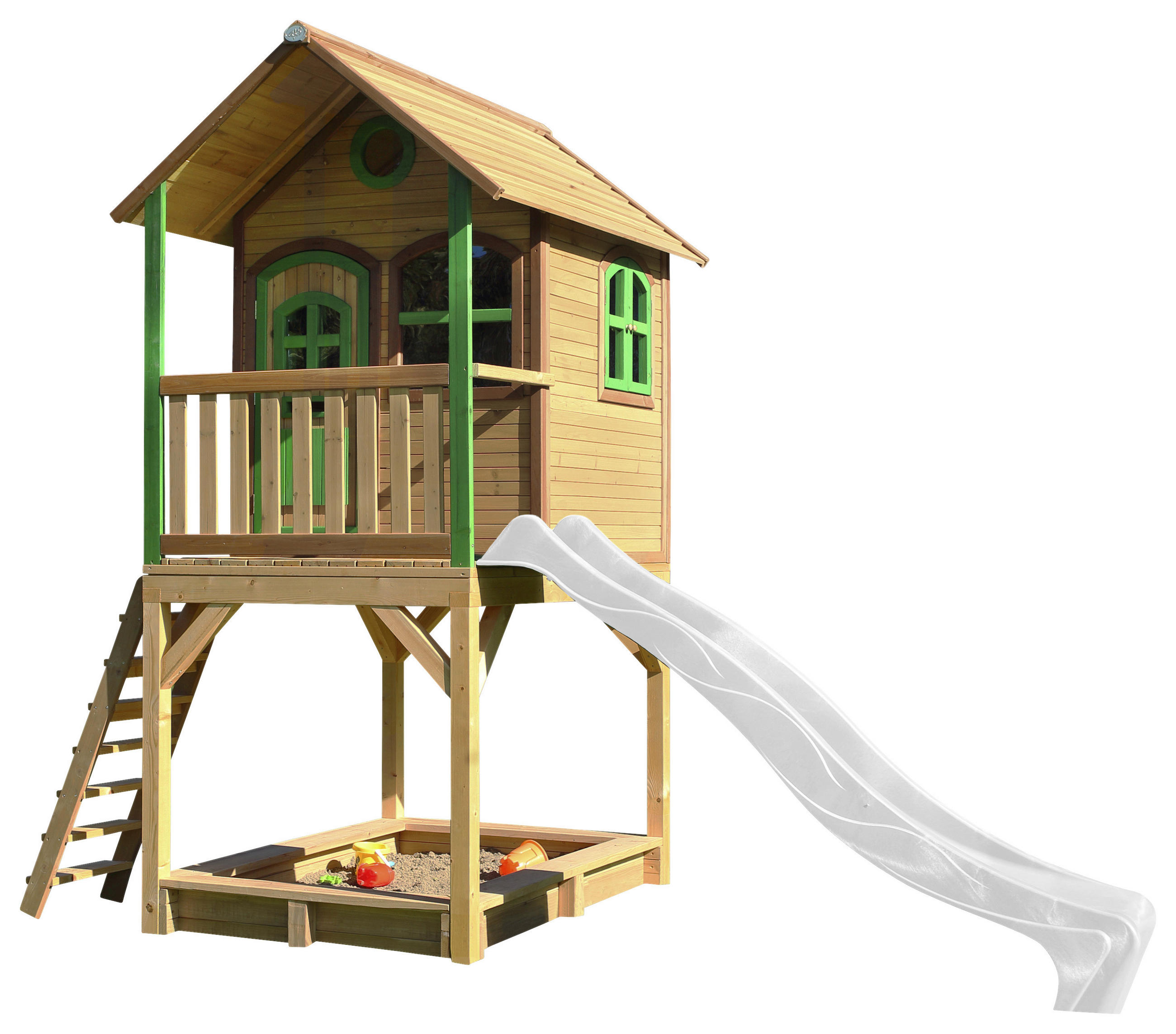 SPIELTURM  - Braun/Weiß, KONVENTIONELL, Holz (370/291/191cm) - Ambia Garden