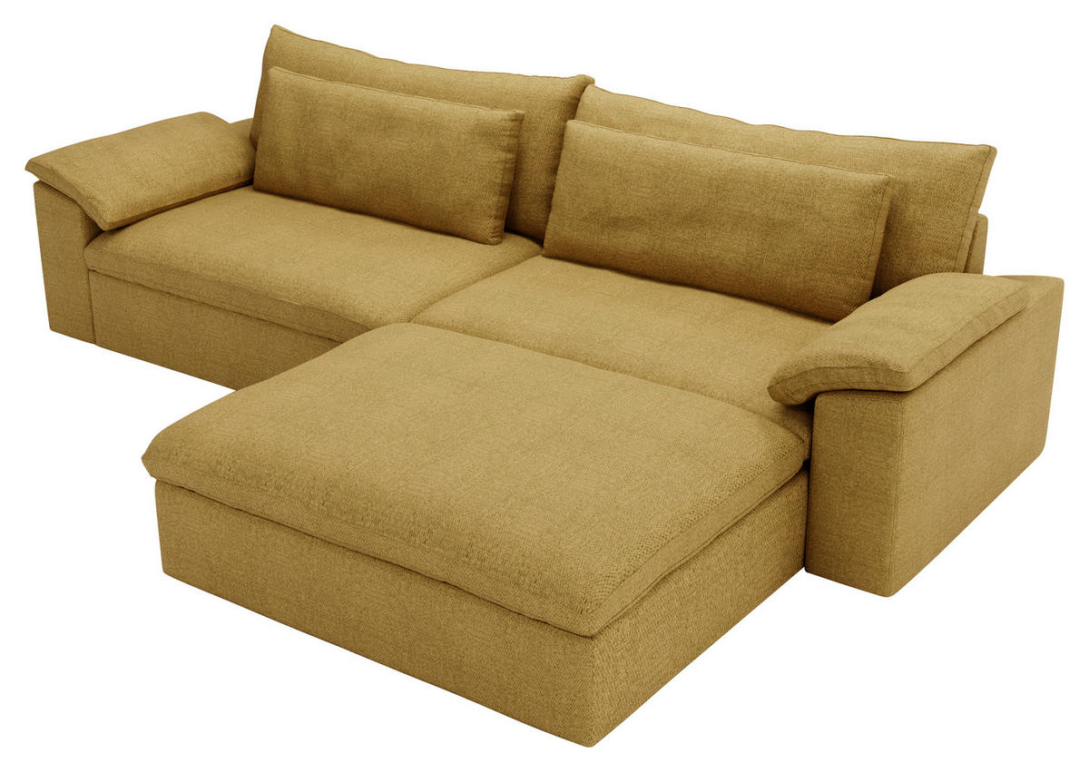ECKSOFA  in Webstoff Currygelb  306/198 cm  - Currygelb/Schwarz, MODERN, Kunststoff/Textil (306/198cm) - Carryhome