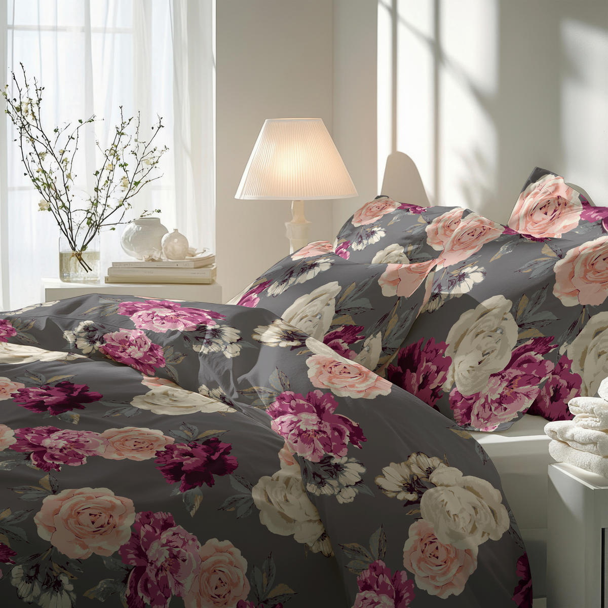 BETTWÄSCHE Renforcé 140/220 cm  - Dunkelgrau, Design, Textil (140/220cm) - Florella