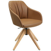 ARMLEHNSTUHL  in Echtleder pigmentiert  - Cognac/Eichefarben, Design, Leder/Holz (58/82,5-85,2/60cm) - Johann Jakob