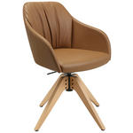 ARMLEHNSTUHL  in Echtleder pigmentiert  - Eichefarben/Cognac, Design, Leder/Holz (58/82,5-85,2/60cm) - Johann Jakob
