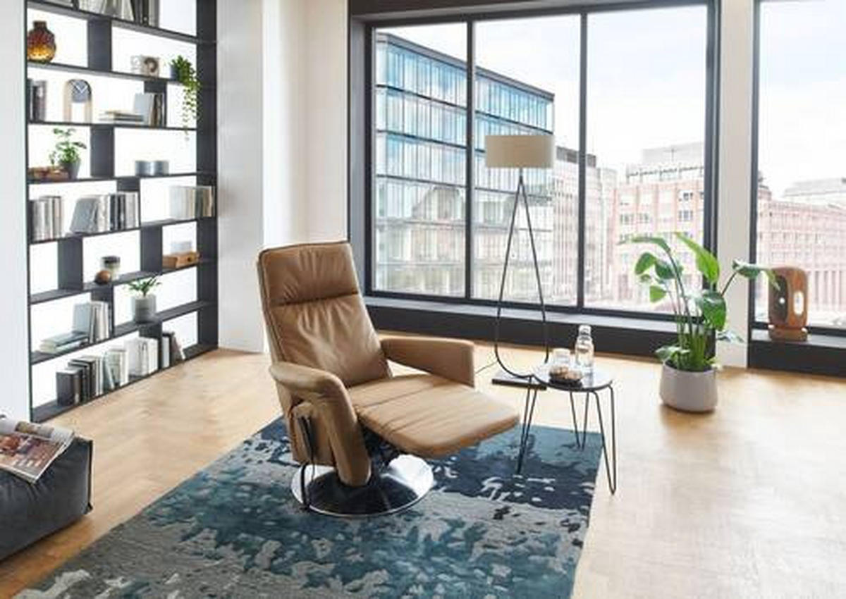 RELAXSESSEL Mikrofaser Aufstehhilfe    - Chromfarben/Braun, Design, Textil/Metall (83/110/87-172cm) - Valdera