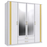 DREHTÜRENSCHRANK  in Weiß, Goldfarben  - Goldfarben/Weiß, Design, Glas/Holzwerkstoff (180/199/58cm) - Carryhome