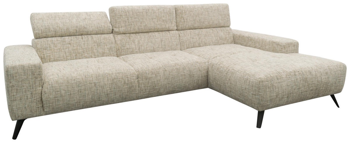 ECKSOFA 100 005 FK Beige Chenille Rücken echt  - Beige/Schwarz, Basics, Textil/Metall (284/175cm) - Livetastic