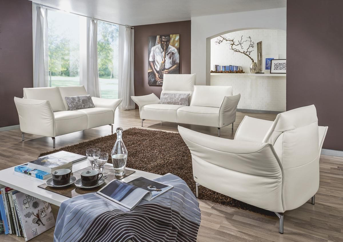 Thumbnail - Koinor 2-Sitzer-Sofa, Weiß, Leder, Echtleder, Nappaleder, 160x107x88 cm, Goldenes M, Made in Germany, DIN EN ISO 9001, D...