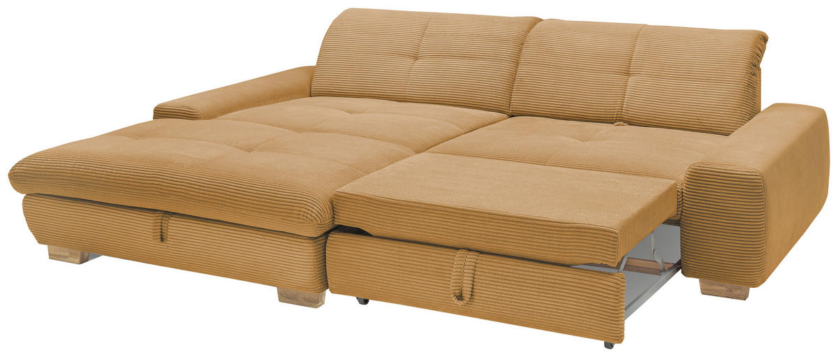 ECKSOFA Honig Cord  - Eichefarben/Honig, Design, Holz/Textil (198/276cm) - SetOne by Musterring