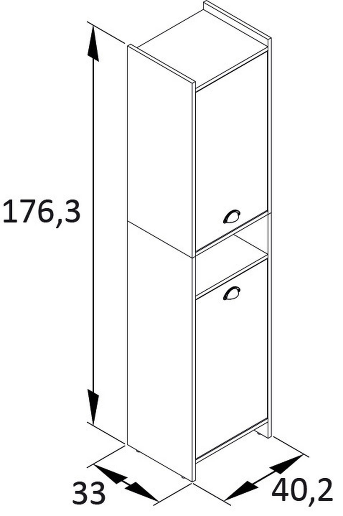 HOCHSCHRANK 40,2/176,3/33 cm  - Pastellblau/Eichefarben, KONVENTIONELL, Holzwerkstoff/Metall (40,2/176,3/33cm) - Stylife