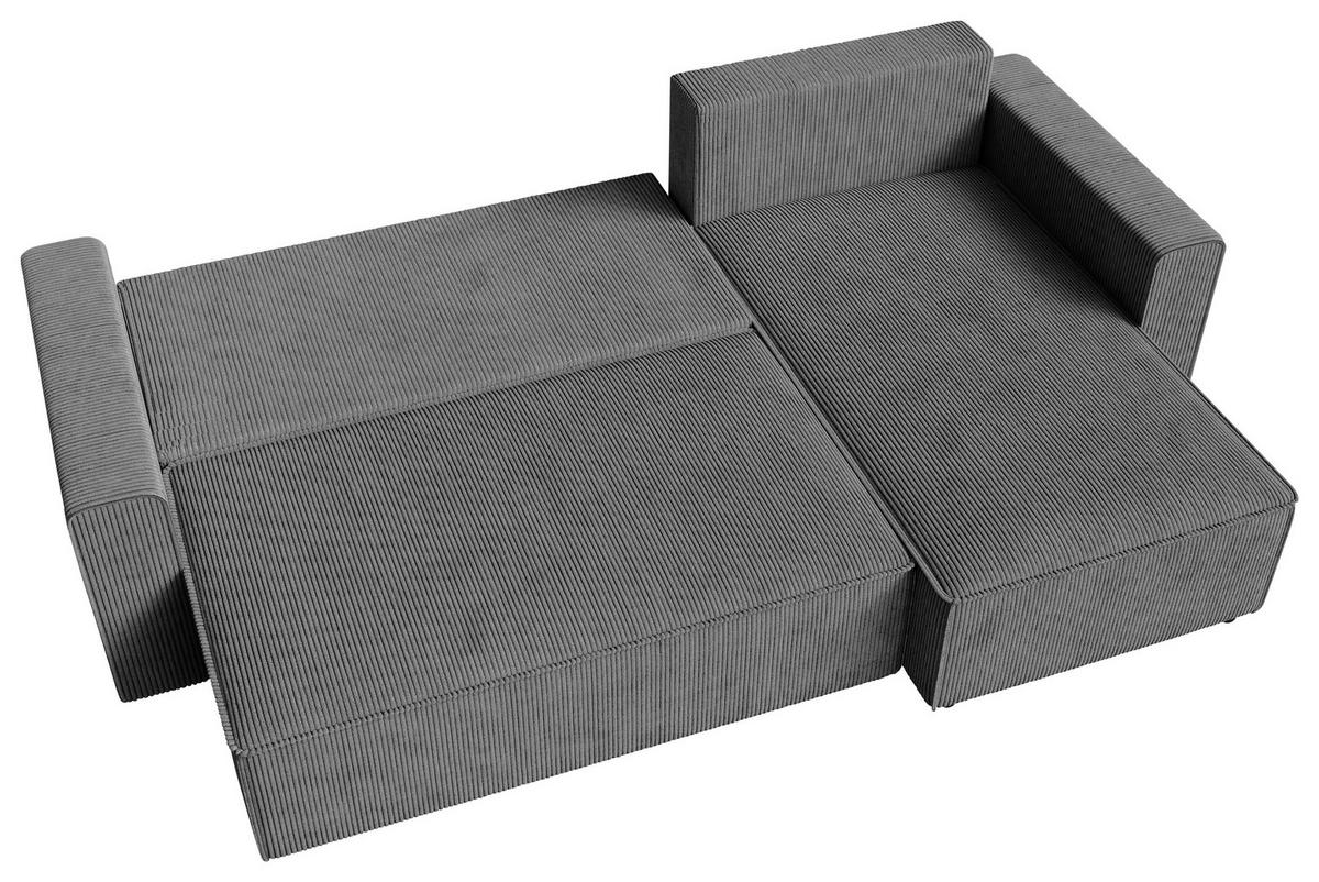 ECKSOFA Dunkelgrau Cord  - Dunkelgrau/Schwarz, KONVENTIONELL, Kunststoff/Textil (232/143cm) - Carryhome