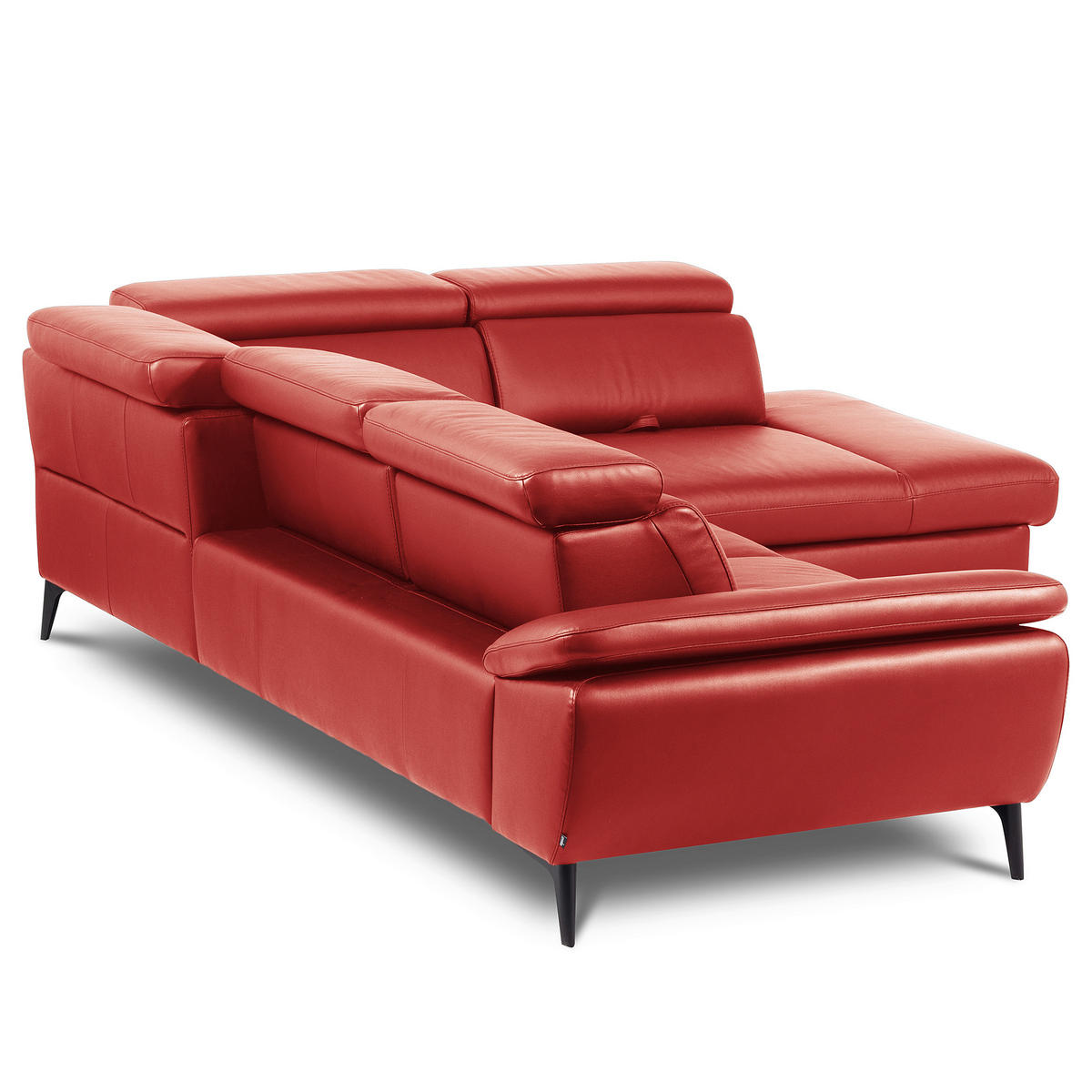 ECKSOFA Lederlook Echtleder Rot  - Rot/Schwarz, Design, Leder/Textil (274/220cm) - Livetastic