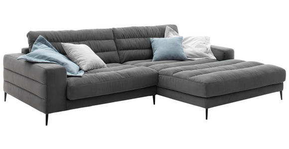 ECKSOFA Anthrazit Cord  - Anthrazit/Schwarz, Design, Textil/Metall (296/207cm) - Dieter Knoll