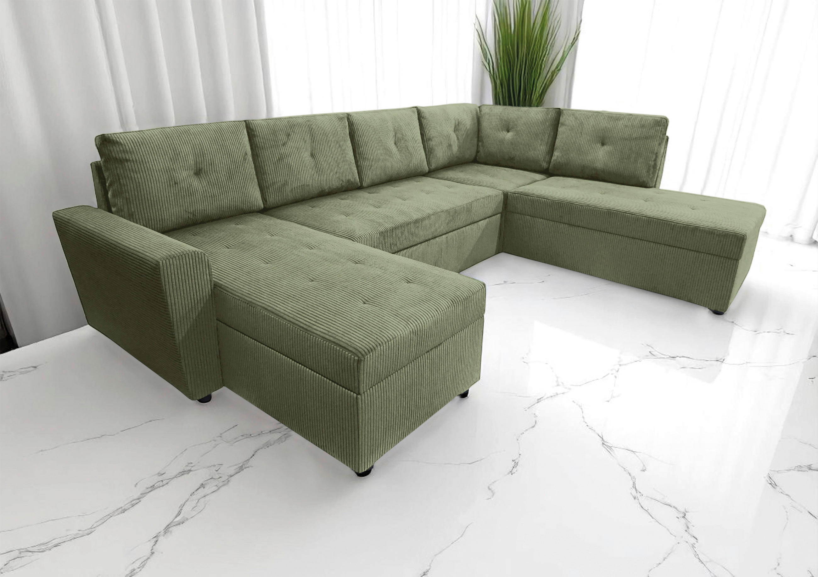 WOHNLANDSCHAFT TERMOLI Mintgrün Cord  - Schwarz/Mintgrün, Design, Kunststoff/Textil (155/297/212cm) - MID.YOU