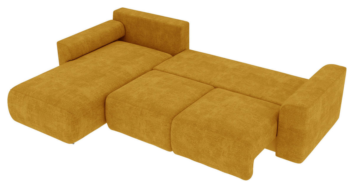 ECKSOFA in Samt Gelb  195/293 cm  - Chromfarben/Gelb, KONVENTIONELL, Kunststoff/Textil (195/293cm) - Carryhome
