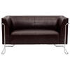 2-SITZER-SOFA Lederlook Dunkelbraun  - Dunkelbraun/Silberfarben, MODERN, Textil/Metall (130/71/74cm) - MID.YOU