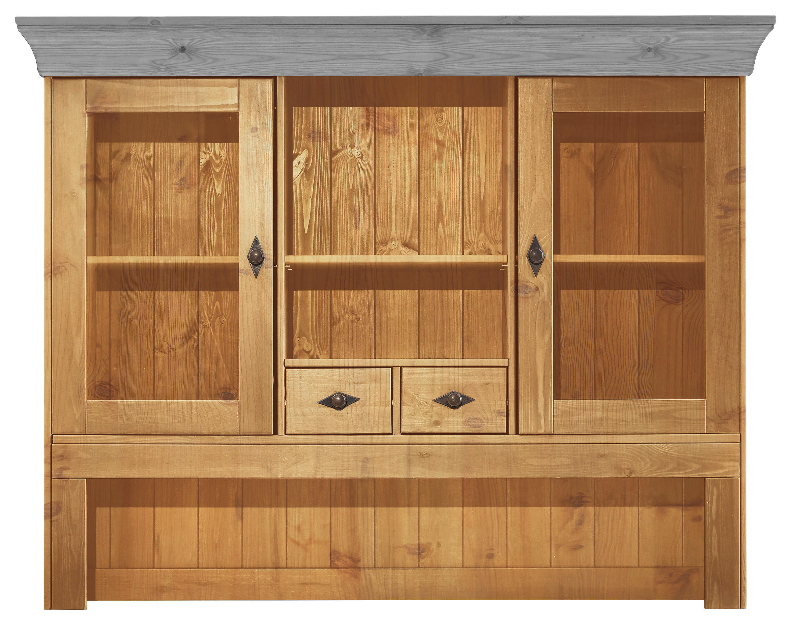 BUFFETAUFSATZ - Laugenfarbig/Grau, ROMANTIK / LANDHAUS, Glas/Holz (143/112/32cm) - Boxxx