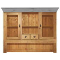 BUFFETAUFSATZ - Laugenfarbig/Grau, ROMANTIK / LANDHAUS, Glas/Holz (143/112/32cm) - Boxxx