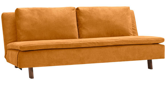 SCHLAFSOFA Flachgewebe Currygelb  - Currygelb/Eichefarben, KONVENTIONELL, Holz/Textil (205/85/98cm) - Carryhome